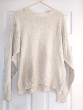 Cozy Cream Textured Crewneck Sweater